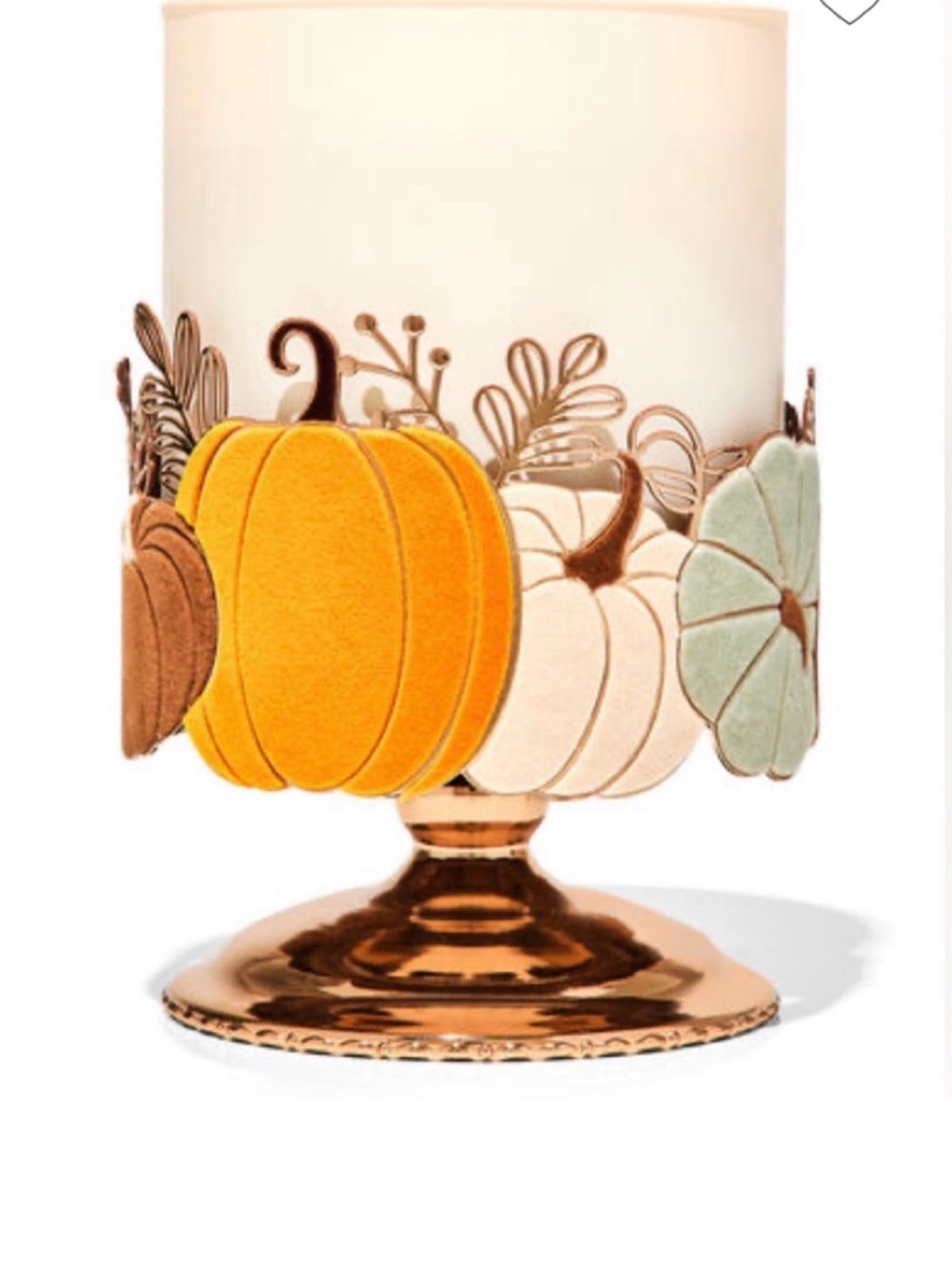 Bath & Body Velvet Pumpkin Ring 3 Wick Fall Candle Holder NWT